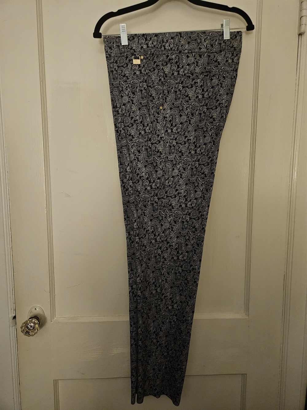 Rafaella Navy & White Paisley Skinny Pull Up Dress Pants
